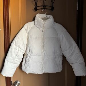 White puffer coat!
